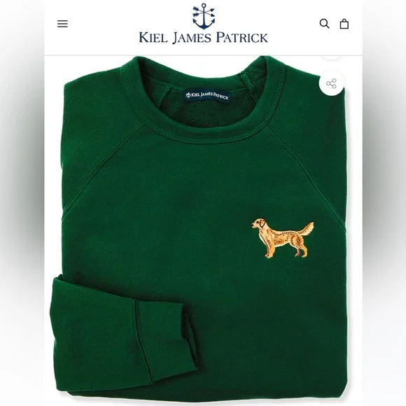 Kiel James Patrick Green Sweatshirt with Golden Dog Embroidery - Picture 1 of 1